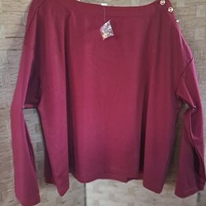 Elegant Maroon Blouse with Shoulder Buttons
